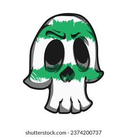 Mascot Skull With Green Texture Color Premium Vector