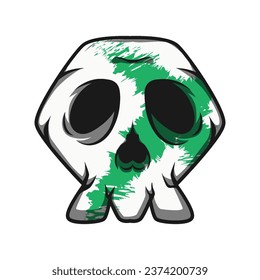 Mascot Skull With Green Texture Color Premium Vector