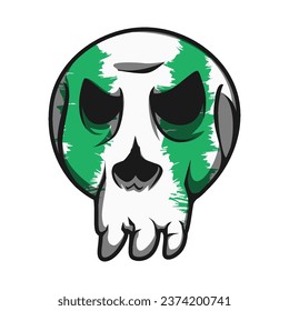 Mascot Skull With Green Texture Color Premium Vector