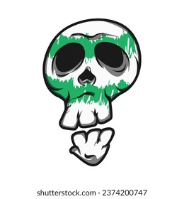 Mascot Skull With Green Texture Color Premium Vector