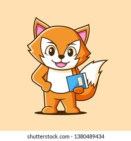 mascot smart Fox Student logo Design