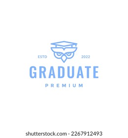 mascot smart owlet cute graduated hat line logo design vector icon illustration