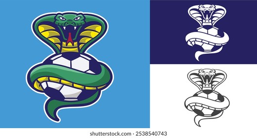 mascot snake with football good for logo, team logo, sport logo, sticker, etc