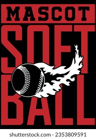 Mascot softball vector art design, eps file. design file for the t-shirt. SVG, EPS cuttable design file