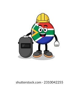 Mascot of south africa flag as a welder , character design