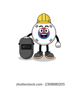 Mascot of south korea flag as a welder , character design