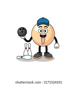 Mascot of soy bean as a bowling player , character design