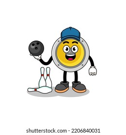 Mascot of speaker as a bowling player , character design