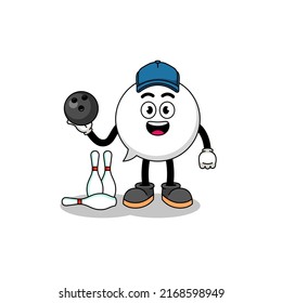 Mascot of speech bubble as a bowling player , character design
