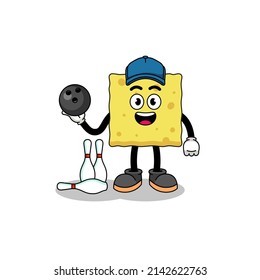 Maskottchen des Schwammes als Bowlingspieler , Charakterdesign