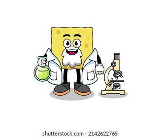 Mascot of sponge as a scientist , character design