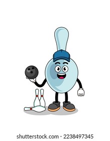 Mascota de cuchara como jugador de bolos , diseño de carácter
