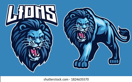 mascot sport of lion in set