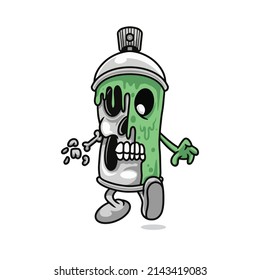 Mascot spray zombie premium vector The Concept of Isolated Technology. Flat Cartoon Style Suitable for Landing Web Pages, Banners, Flyers, Stickers, Cards