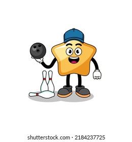 Mascota de la estrella como jugador de bolos , diseño de carácter
