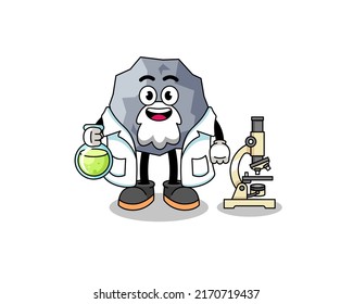 Mascot of stone as a scientist , character design