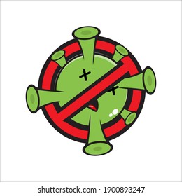 mascot stop corona virus, stop corona virus icon vector eps 10