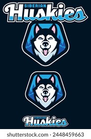 Mascot style illustration of a cheerful Siberian Husky.