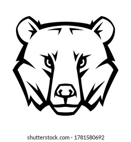 Mascot stylized bear head. Illustration or icon of wild animal.