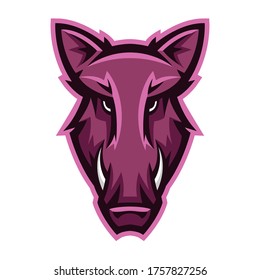 Mascot stylized boar head. Illustration or icon of wild animal.