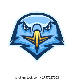 Mascot stylized eagle head. Illustration or icon of wild bird.