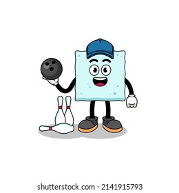 Maskottchen des Zuckerwürfels als Bowlingspieler , Charakterdesign