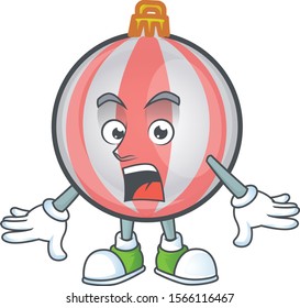 Mascot a surprised in cartoon christmas ball