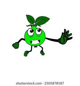 Mascot symbol icon vector shape green raw orange waving hand
