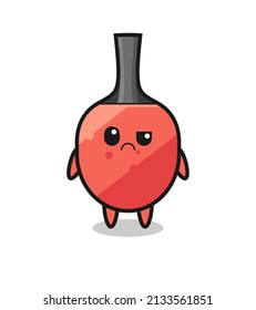 the mascot of the table tennis racket with sceptical face , cute style design for t shirt, sticker, logo element
