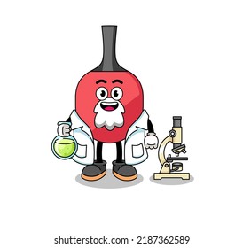 Mascot of table tennis racket as a scientist , character design