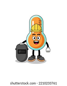 Mascot of thermometer as a welder , character design