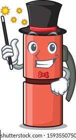 Mascot of thermos bottle Scroll performance as a Magician style