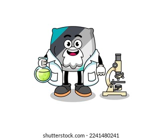 Mascot of throw pillow as a scientist , character design