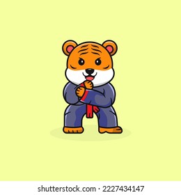 Mascot tiger martial arts tiger pencak silat illustration vector