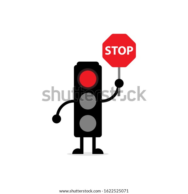 Mascot Traffic Lights Hands Feet Red Stock Vector (Royalty Free ...