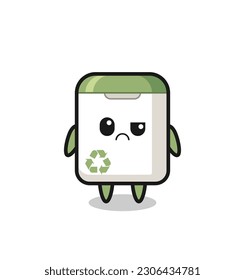 the mascot of the trash can with sceptical face , cute style design for t shirt, sticker, logo element