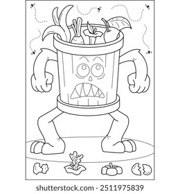 mascot trash waste coloring book page for kids and adults creative coloring mindful relaxation activity