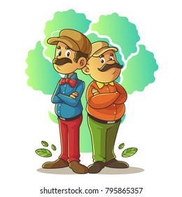 Mascot two man full body with vegetable background