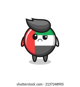 the mascot of the uae flag badge with sceptical face , cute style design for t shirt, sticker, logo element