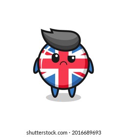 the mascot of the united kingdom flag badge with sceptical face , cute style design for t shirt, sticker, logo element