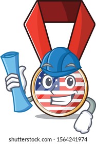 Mascot usa medal in the character architect