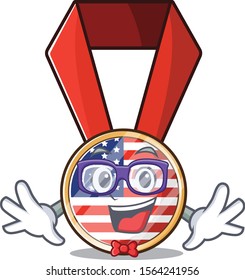 Mascot usa medal in the character geek