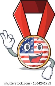 Mascot usa medal in the character okay