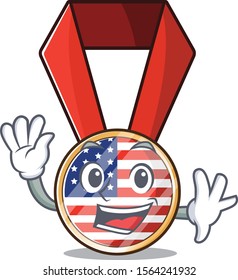 Mascot usa medal in the character waving