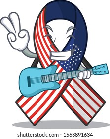 Mascot usa ribbon with guitar in the character