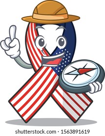 Mascot usa ribbon holding compass in the character