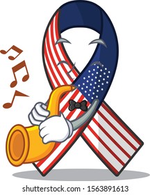 Mascot usa ribbon with trumpet in the character