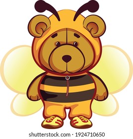 vector de mascota del oso vestido de abeja