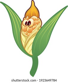 mascot vector of corn with big eyes