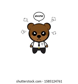 Mascot Vector Design - Bear Businessman with Angry Face
